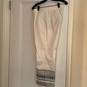 ANN TAYLOR NWOT ivory pants with embroidered hem